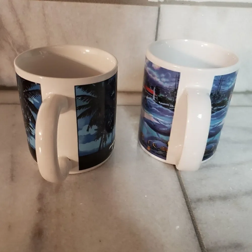 Hawaiian Design coffee tea mugs set of 2